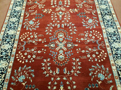 Pakistani Rug Hand Knotted Vintage 4x6 Red Highly Detailed Wool