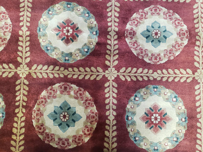 Aubusson Rug Nepalese Hand Knotted Wool 6x9 Red Ivory Area Rug For Office