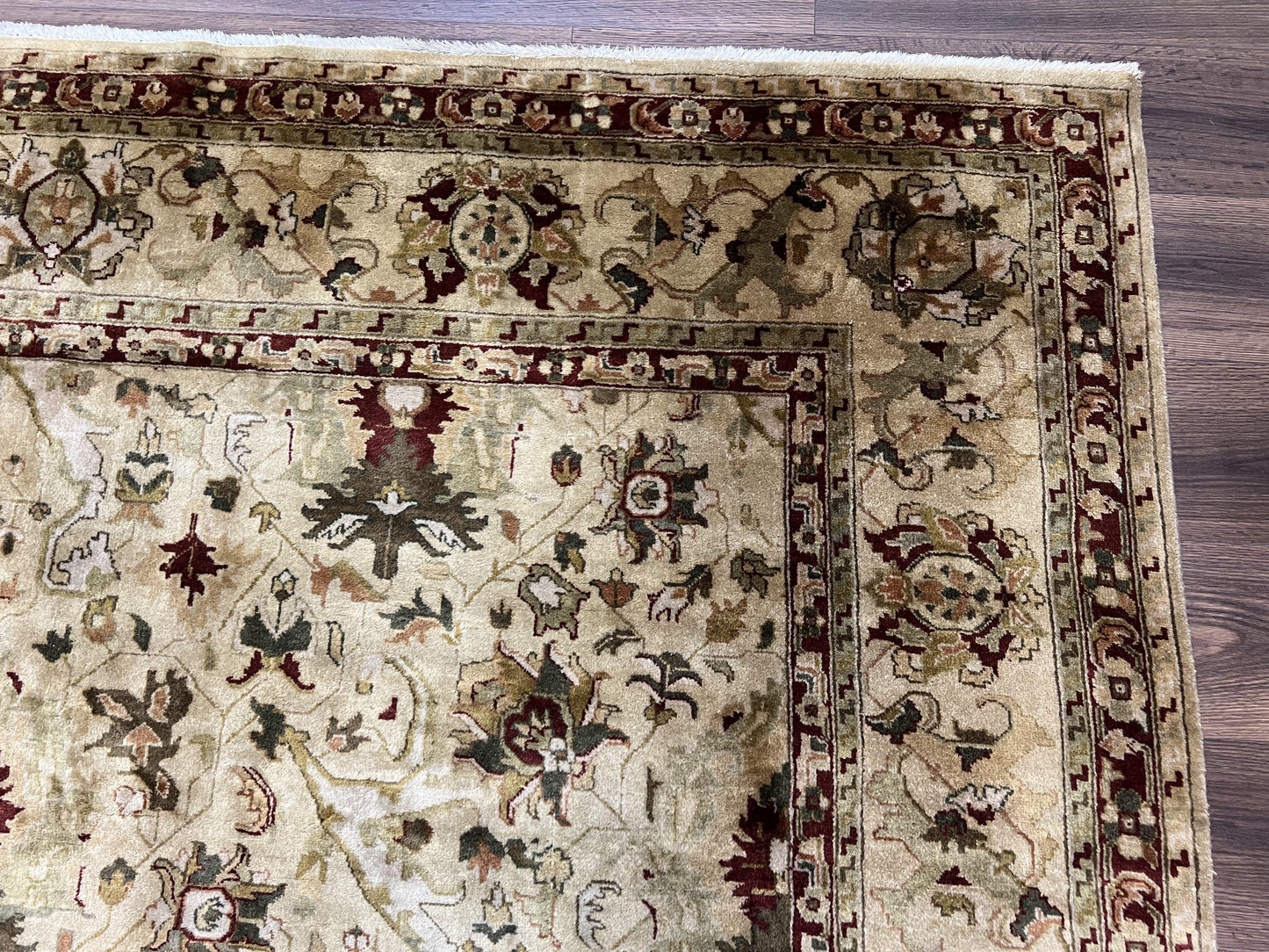 Indo Persian Mahal Rug 8x10 Handmade Hand Knotted Wool Carpet With Floral Design