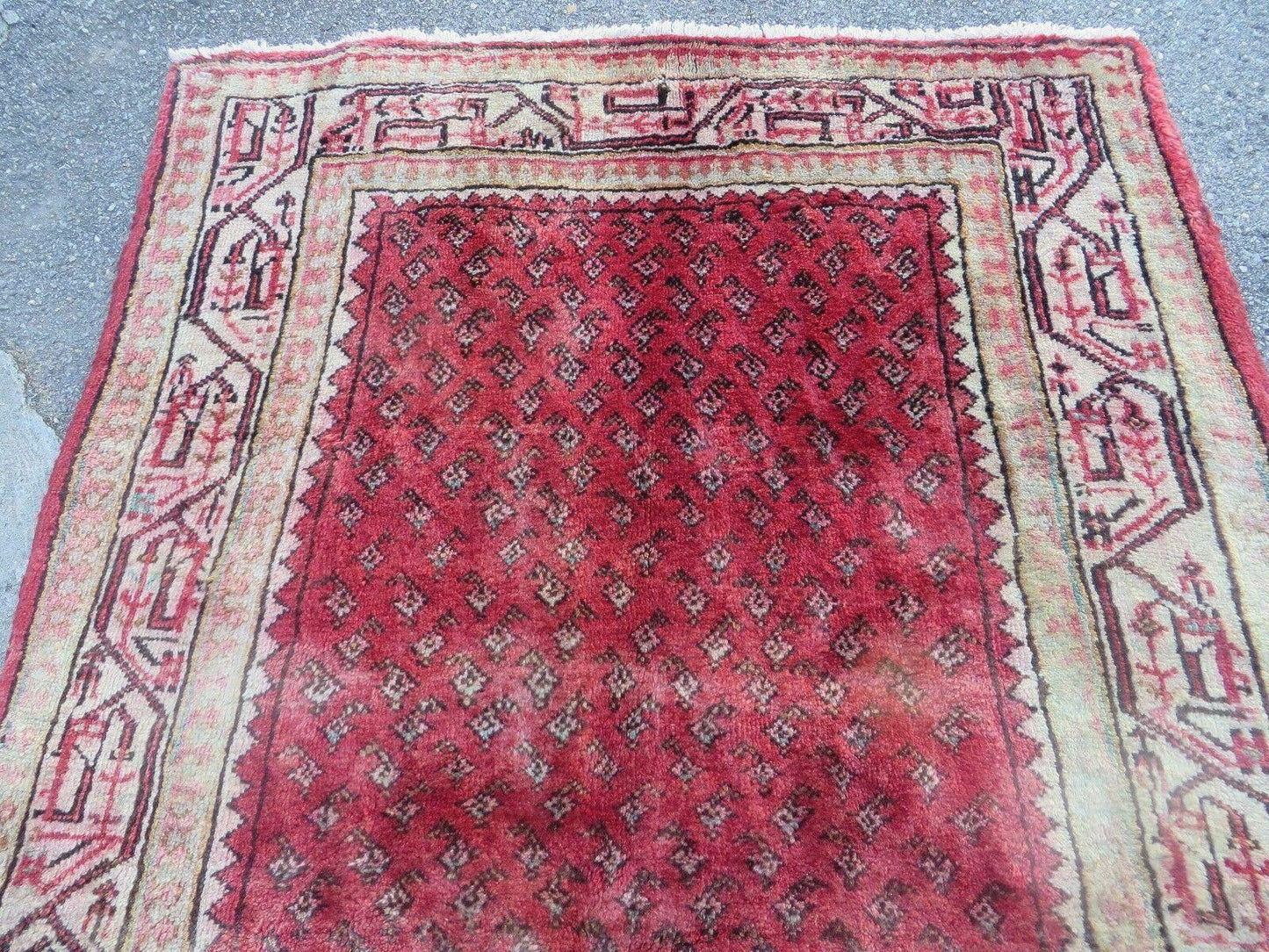 3'7"X 10' Antique Handmade India Oriental Paisley Wool Runner Rug Vegy # 31