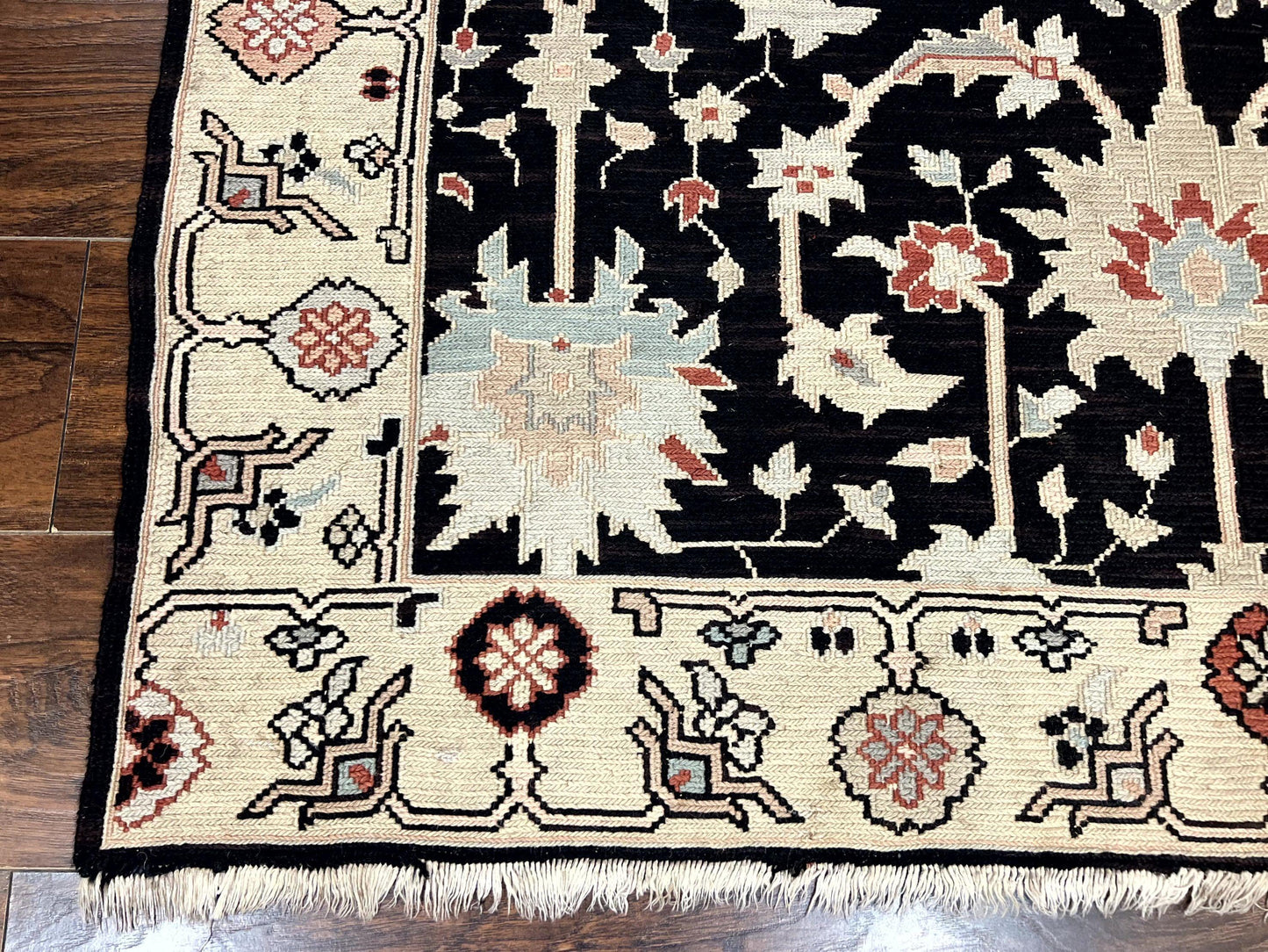 Turkish Kilim Rug 3x5 Handmade Vintage Wool Carpet Black Area Rug