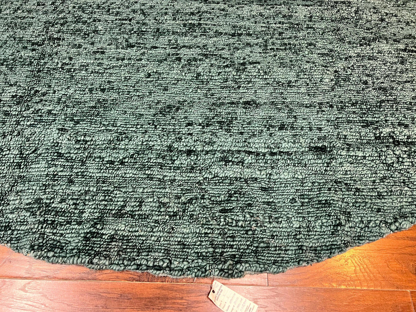 Round Indian Wool Rug Hand Knotted Teal Vintage Home Decor