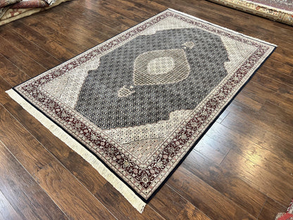 Sino Persian Rug 6x9, Herati Pattern, Vintage Handmade Hand Knotted Wool Oriental Carpet, Fine 6 x 9 Rug, Traditional Rug, Dark Blue Rug