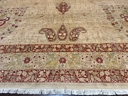 Palace Size Pak Persian Rug 13x17, Haji Jalili Design, Beige and Rust, Wool Hand Knotted, Fine 260 KPSI