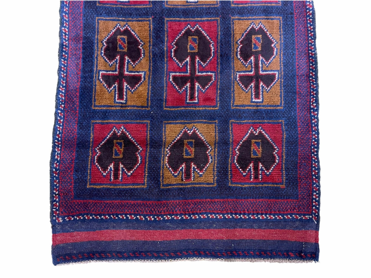 Balouchi Afghan Rug Vintage Handmade Tribal Wool 3x5 Blue Red