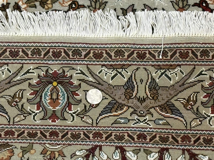 Persian Tabriz Rug 3x5 Tree Of Life With Birds And Animals Wool Silk Highlights