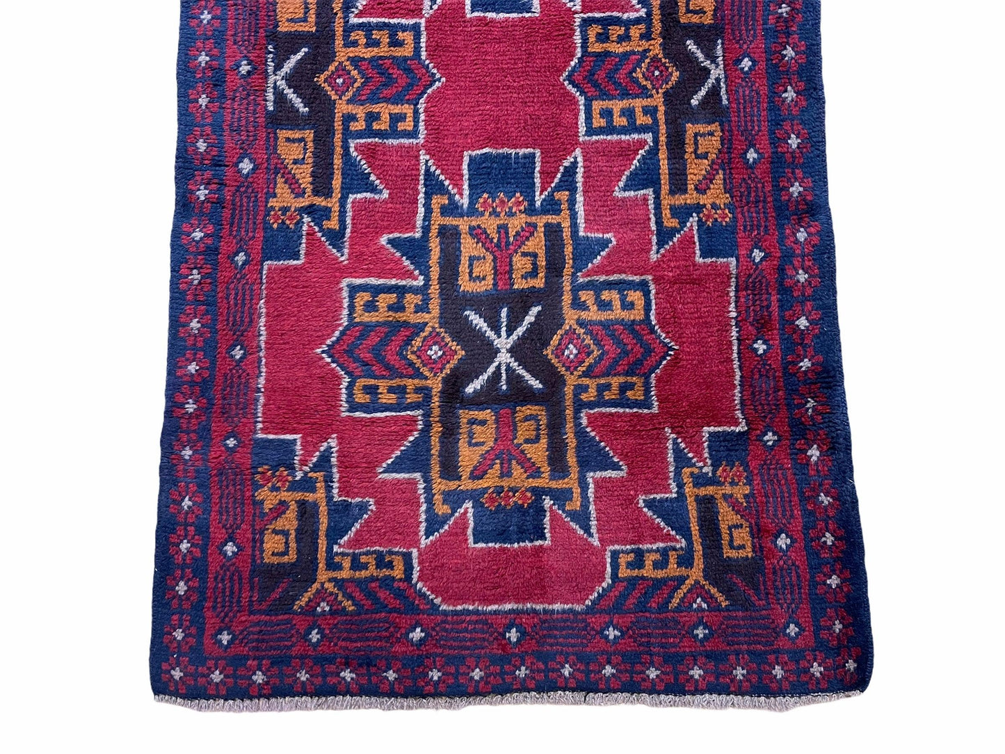 Balouchi Rug Vintage Handmade Tribal Wool Afghan Area Rug Red And Blue