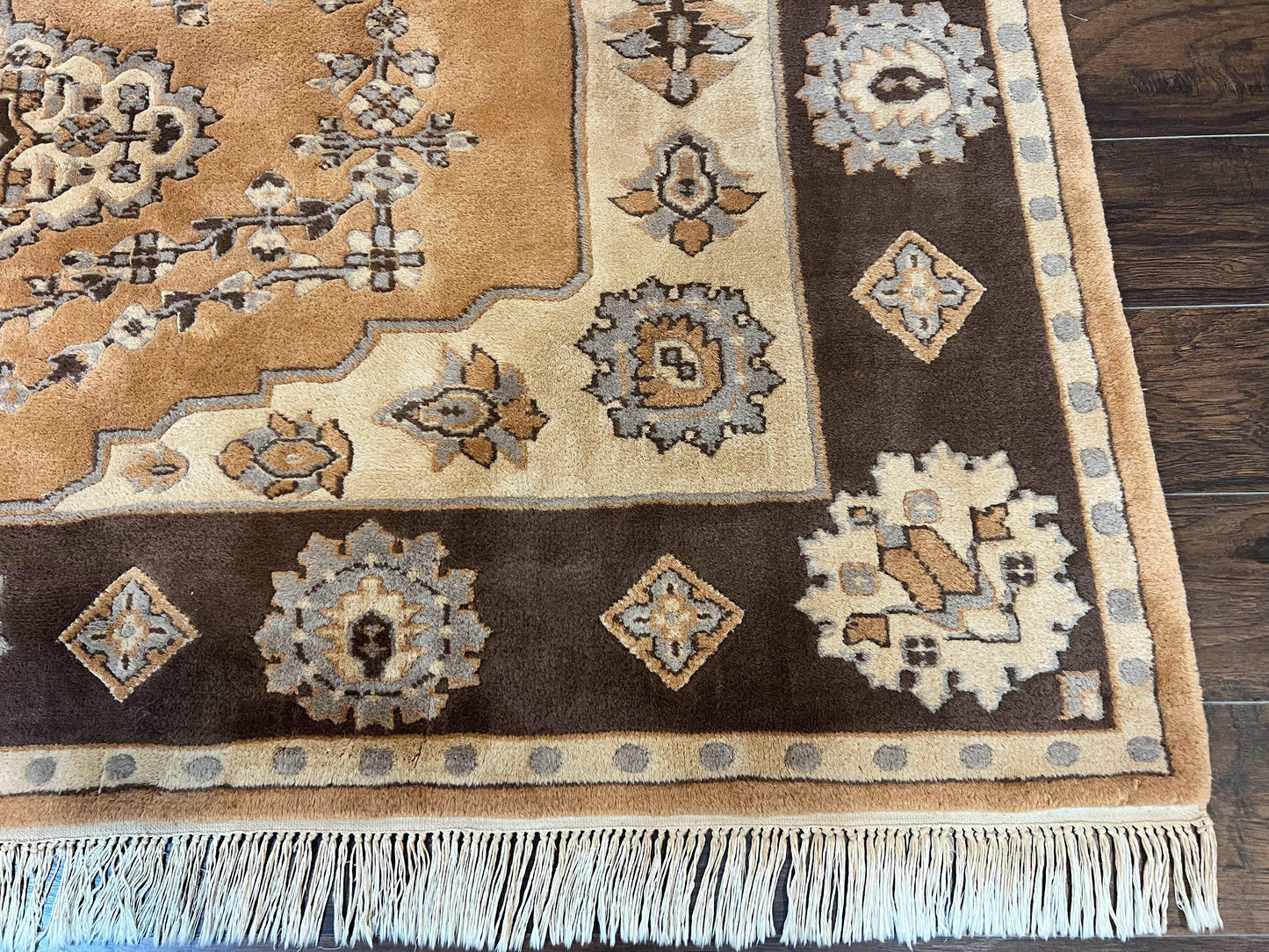 Indian Oushak Rug 8x10, Wool Hand Knotted Vintage Carpet