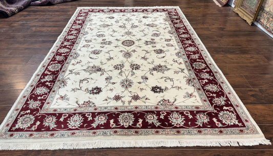 Ivory and Burgundy Pak Persian Rug 6x9