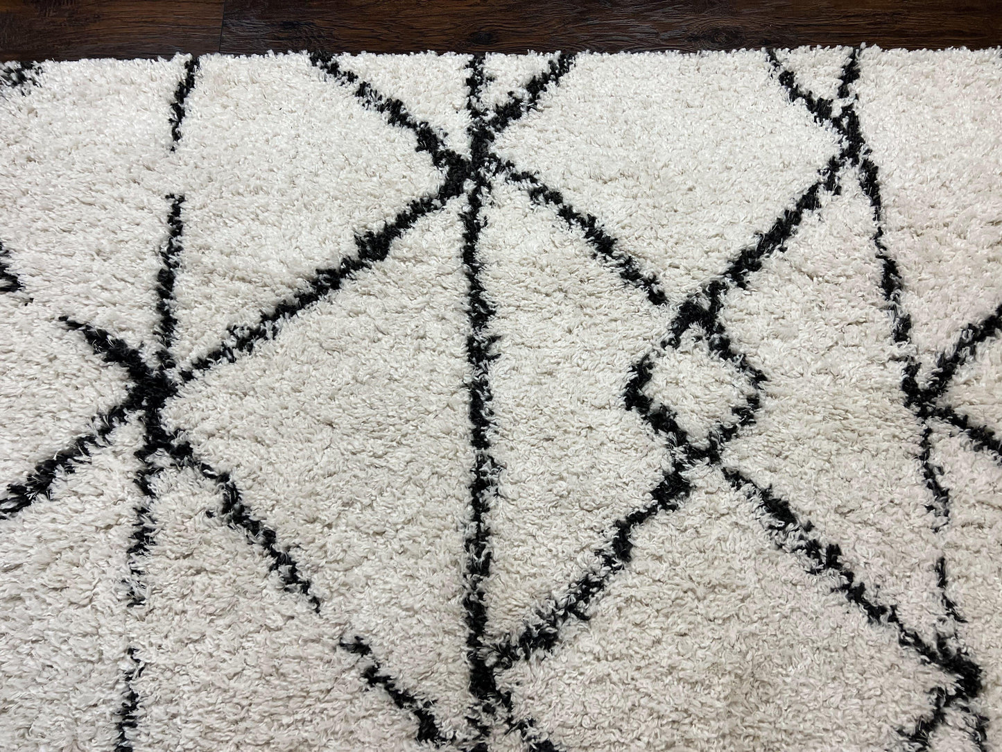 Modern Shag Rug 5x7, Ivory and Black Area Rug 5 x 7 ft