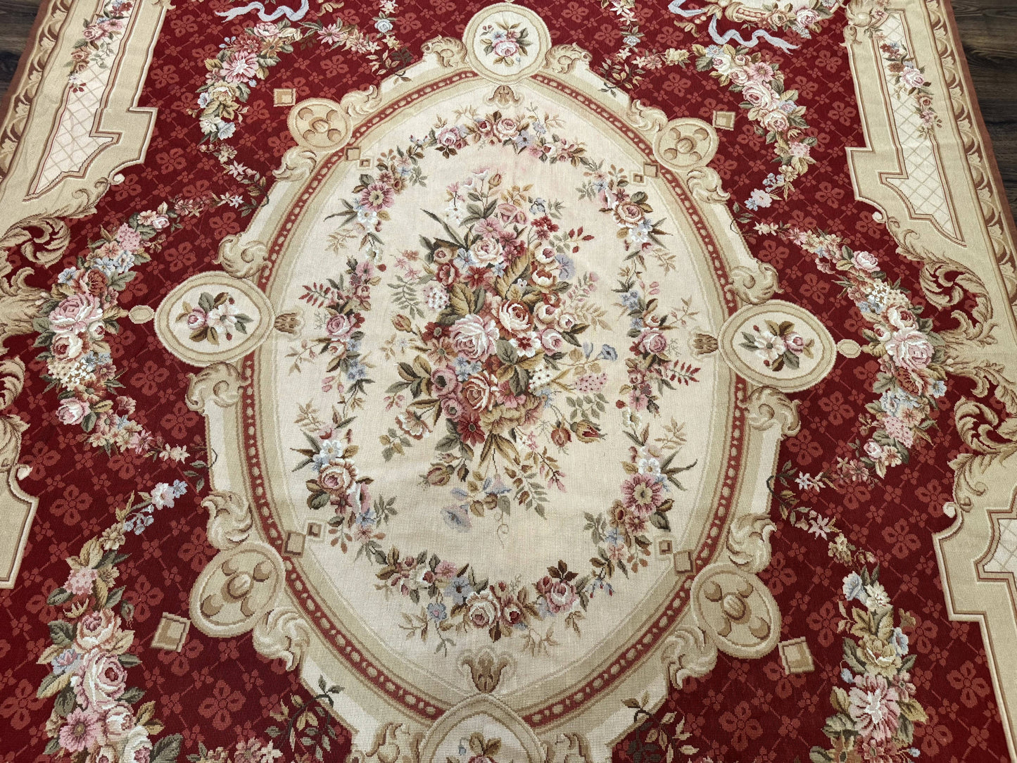 Aubusson Rug 8x11 Needlepoint Carpet Vintage French European Design