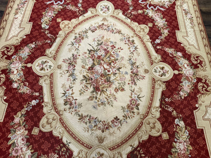 Aubusson Rug 8x11 Needlepoint Carpet Vintage French European Design