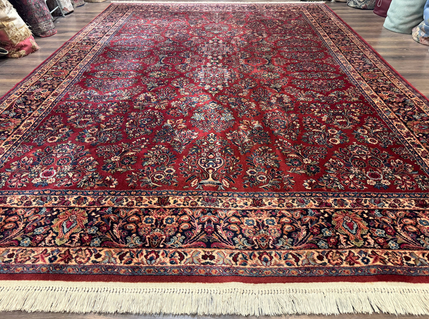 Karastan Rug 10x14, Red Sarouk #785, Wool Original 700 Series