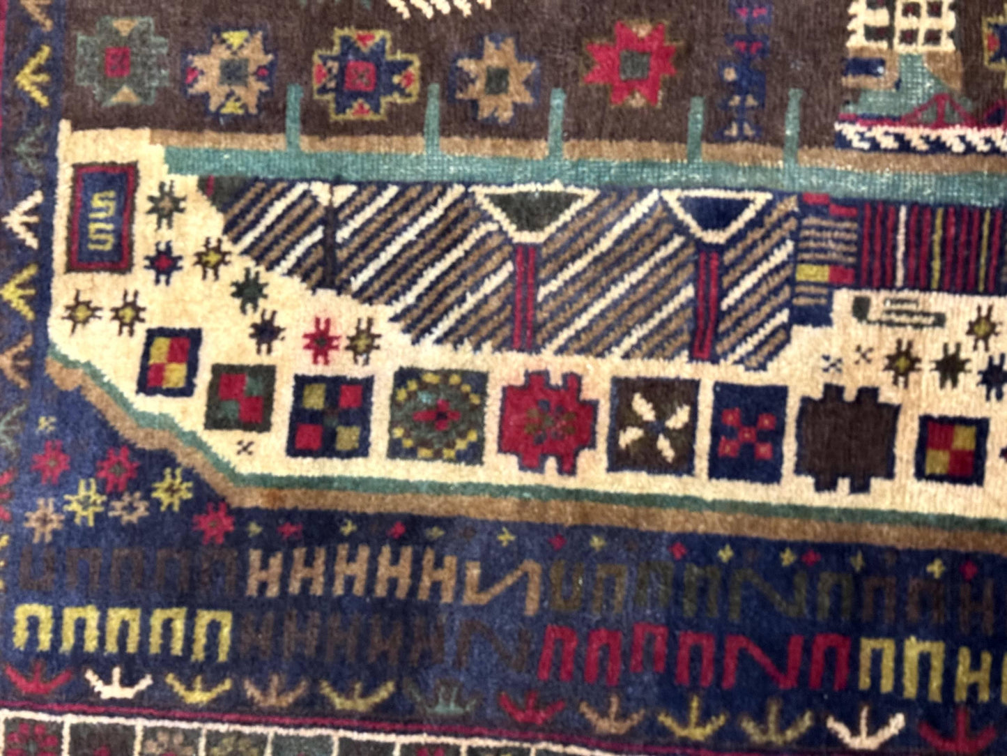 Balouch Rug 3x5 Afghan City Pictorial Hand Knotted Wool Carpet