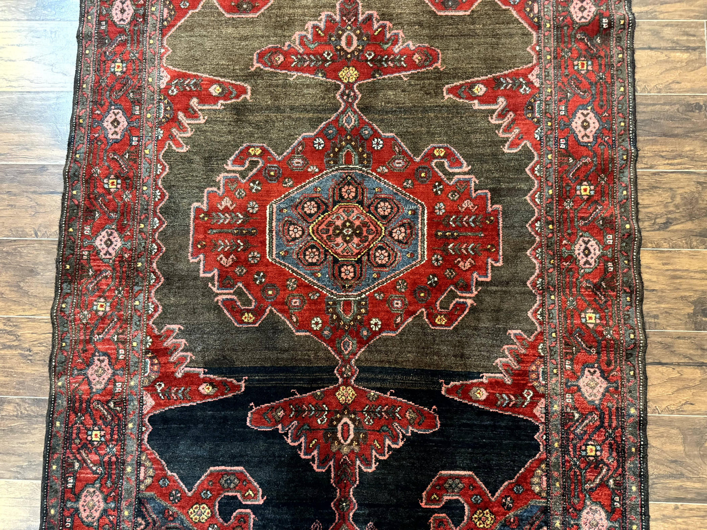 Antique Persian Tribal Rug 5x7 Geometric Wool Carpet Kurdish Senneh Rug