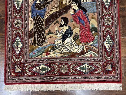 Persian Kashan Pictorial Rug 3x5 - Jesus on Cross