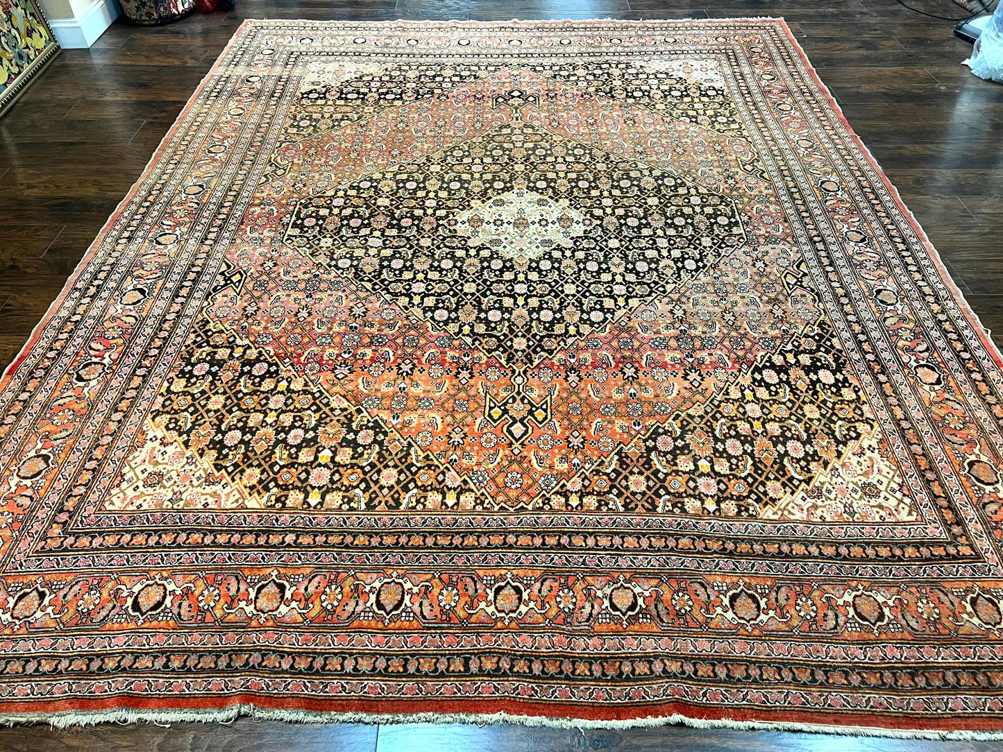 Rare Antique Persian Tabriz Rug 9x12, Red, Handmade, Wool
