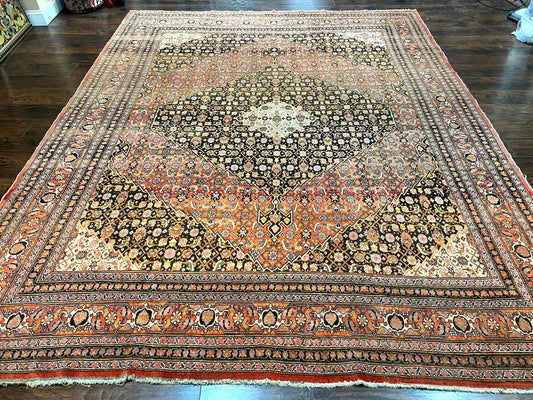 Rare Antique Persian Tabriz Rug 9x12, Red, Handmade, Wool