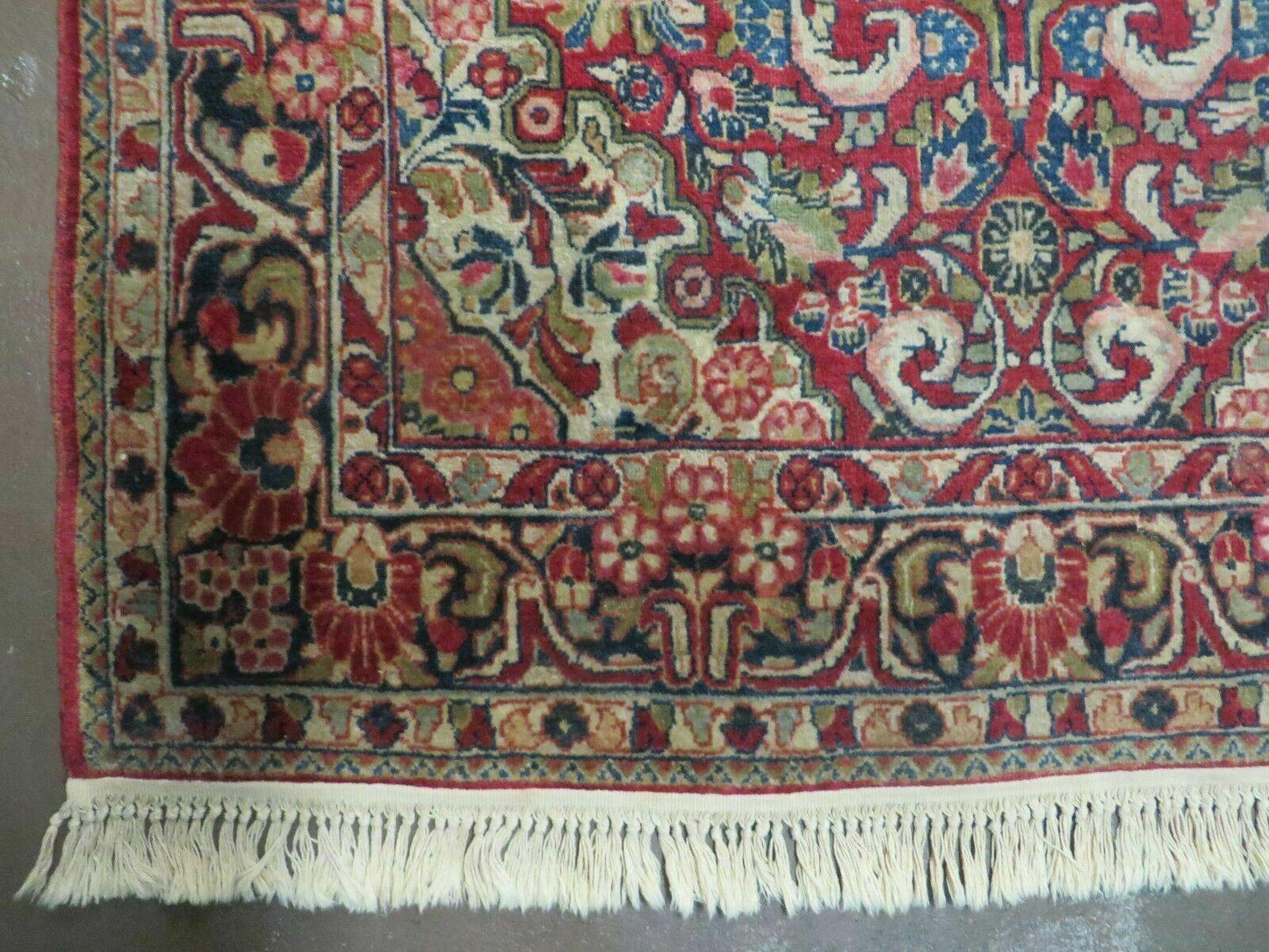 Persian Sarouk Rug 4.6 x 5, Red, Semi Antique, Floral
