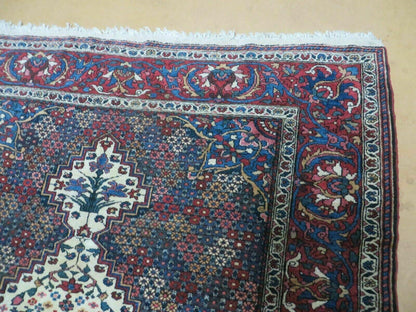Turkish Floral Oriental Medallion Wool Rug 4x7 Vintage Handmade Vegetable Dye