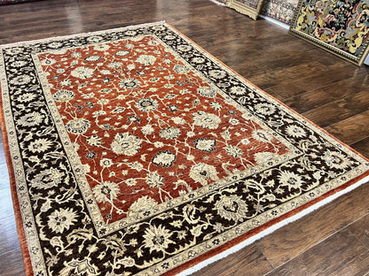Pakistani Oriental Rug 6x9, Red, Floral Allover, Handmade Wool Rug, Peshawar Chobi Rug, Pak Persian Carpet 6 x 9
