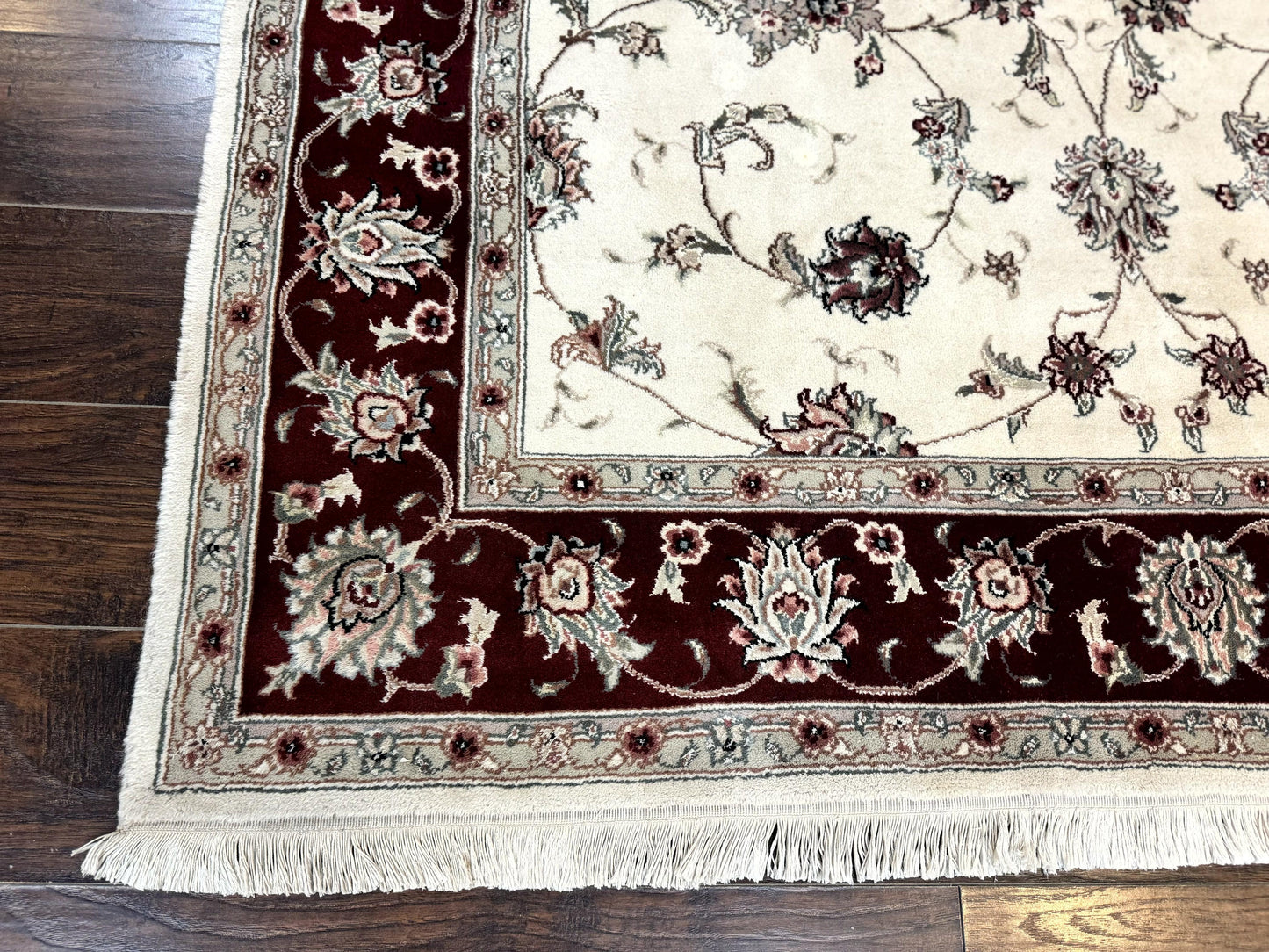 Ivory and Burgundy Pak Persian Rug 6x9
