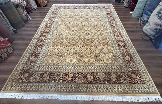 Pak Persian Rug 9x12 Handmade Wool Panel Design Gold And Wine Red