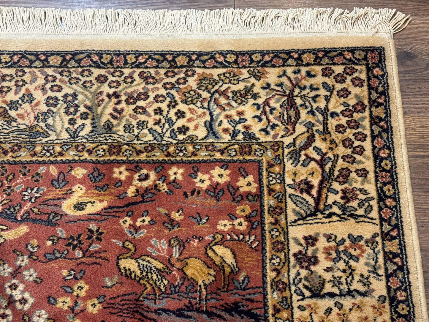 Persian Wool Rug 4x6, Tree of Life Animal Pictorials, Vintage, Power Loomed Ardakan Rug