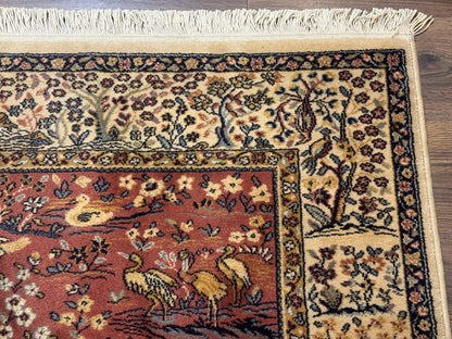 Persian Wool Rug 4x6, Tree of Life Animal Pictorials, Vintage, Power Loomed Ardakan Rug