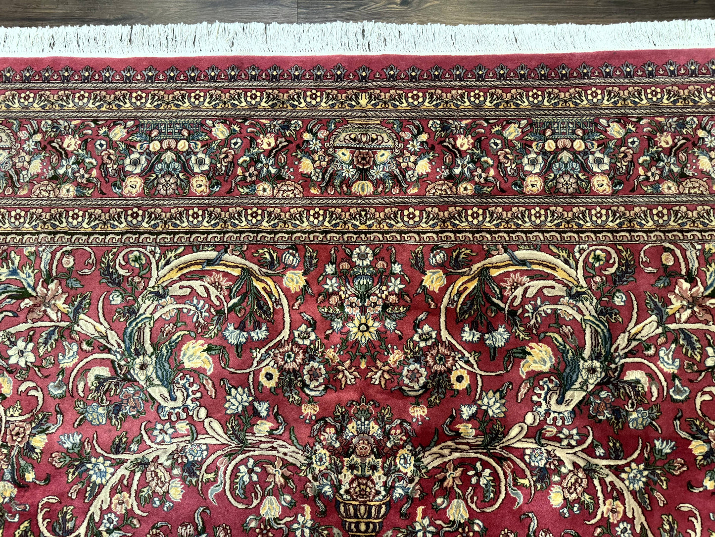 Sino Persian Rug 9x12 Hand Knotted Wool Floral Allover Rose Red 290 KPSI