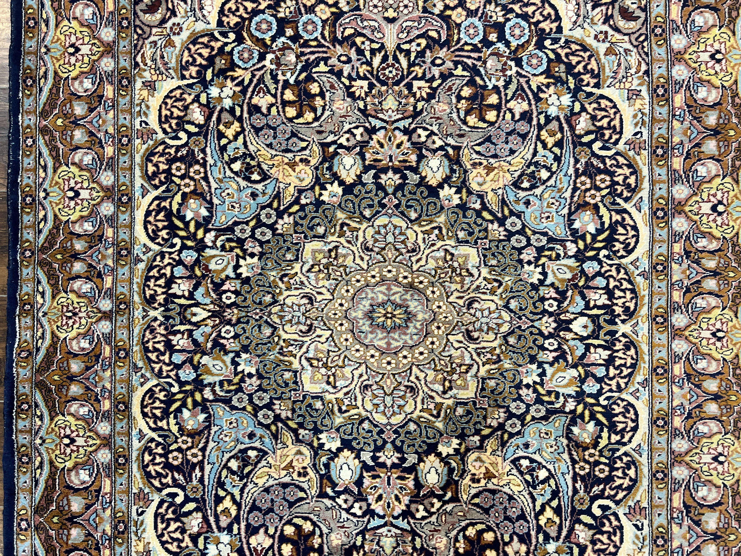 Pak Persian Rug 5x7 Navy Blue Hand Knotted Wool Floral Medallion Oriental Carpet