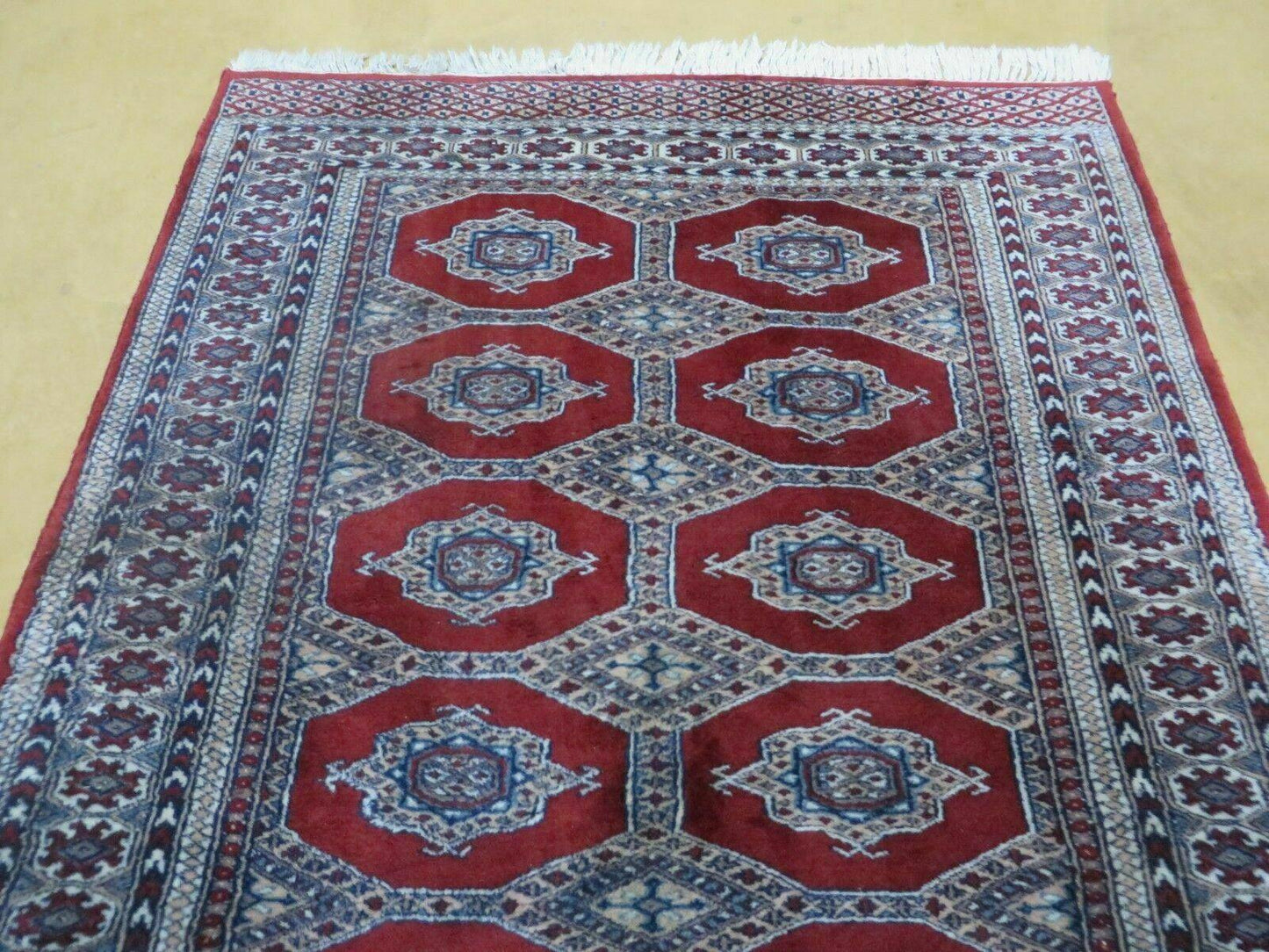 Vintage Turkoman Bokhara Wool Rug 4x6 Handmade Pakistan Fine Weave