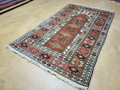 Oushak Wool Rug Antique Turkish Handmade 4x7