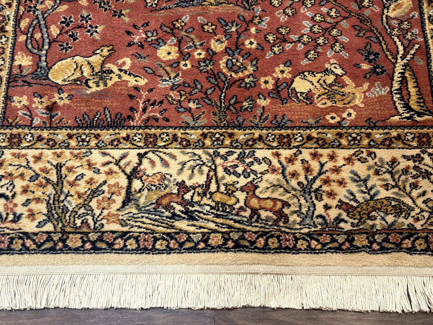 Persian Wool Rug 4x6, Tree of Life Animal Pictorials, Vintage, Power Loomed Ardakan Rug