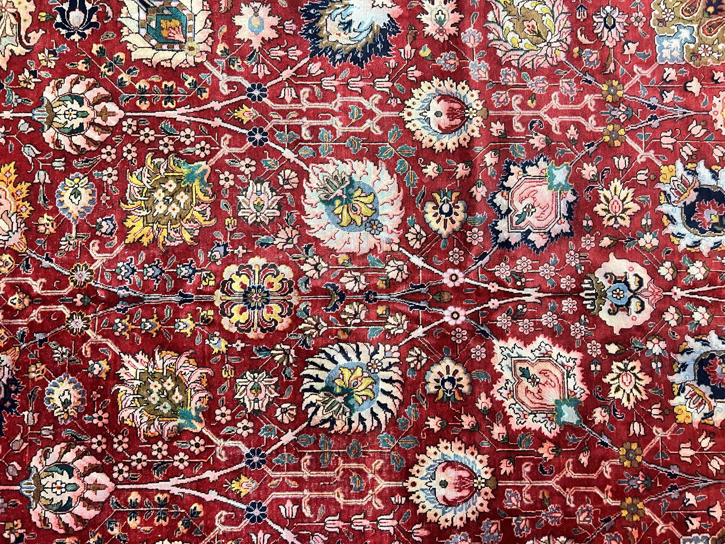 Persian Tabriz Rug 10x12 Floral Allover Handmade Vintage Wool Carpet