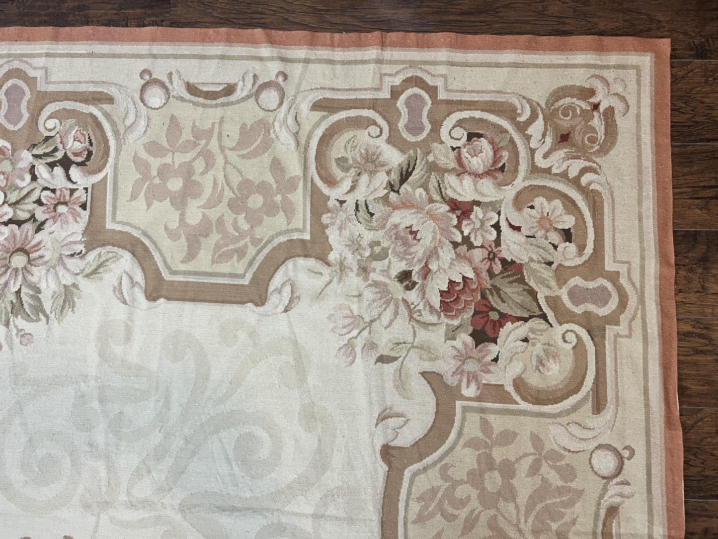 10x14 Aubusson Rug, Wool Handmade Vintage Carpet, French European Design, Elegant