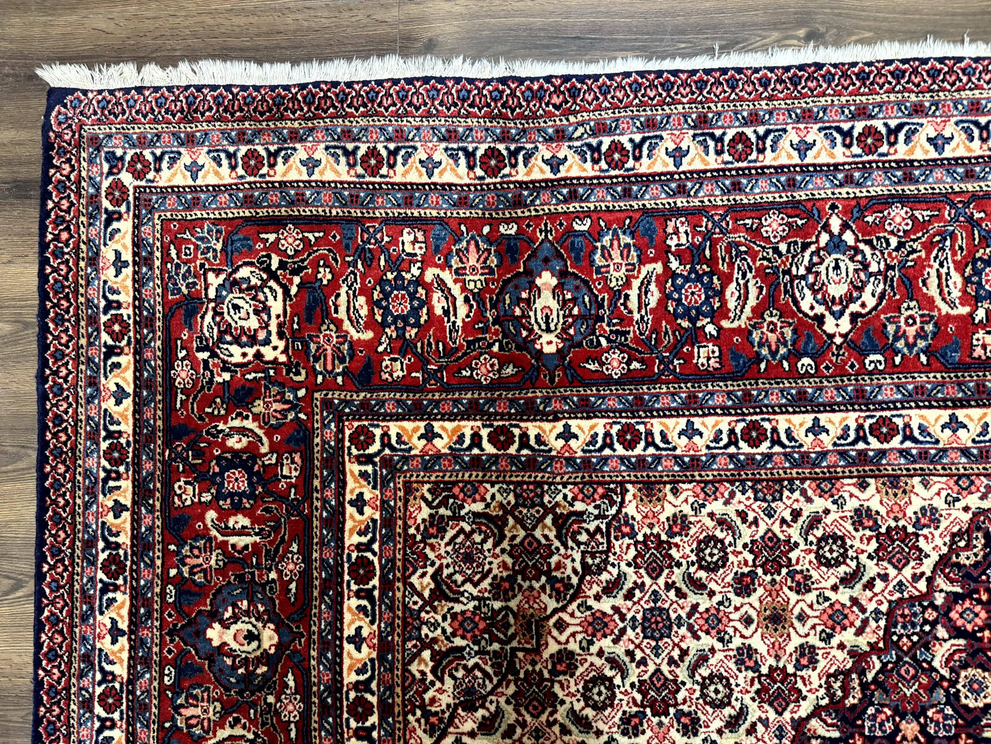 Persian Tabriz Rug 11x14 Navy Blue Herati Wool Carpet