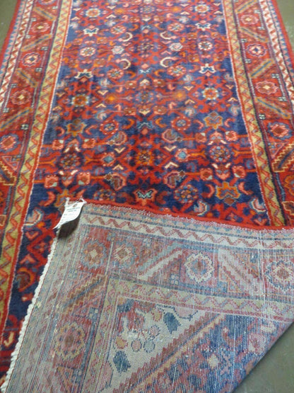 3' 6" X 10' 4" Antique Handmade India Floral Oriental Wool Runner Rug # 128