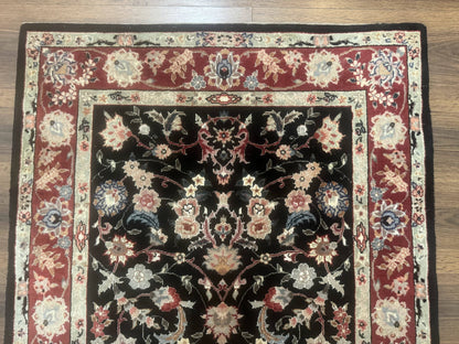 Black Sino Persian Rug 3x5, Wool with Silk Highlights, Floral, Fine 170 KPSI