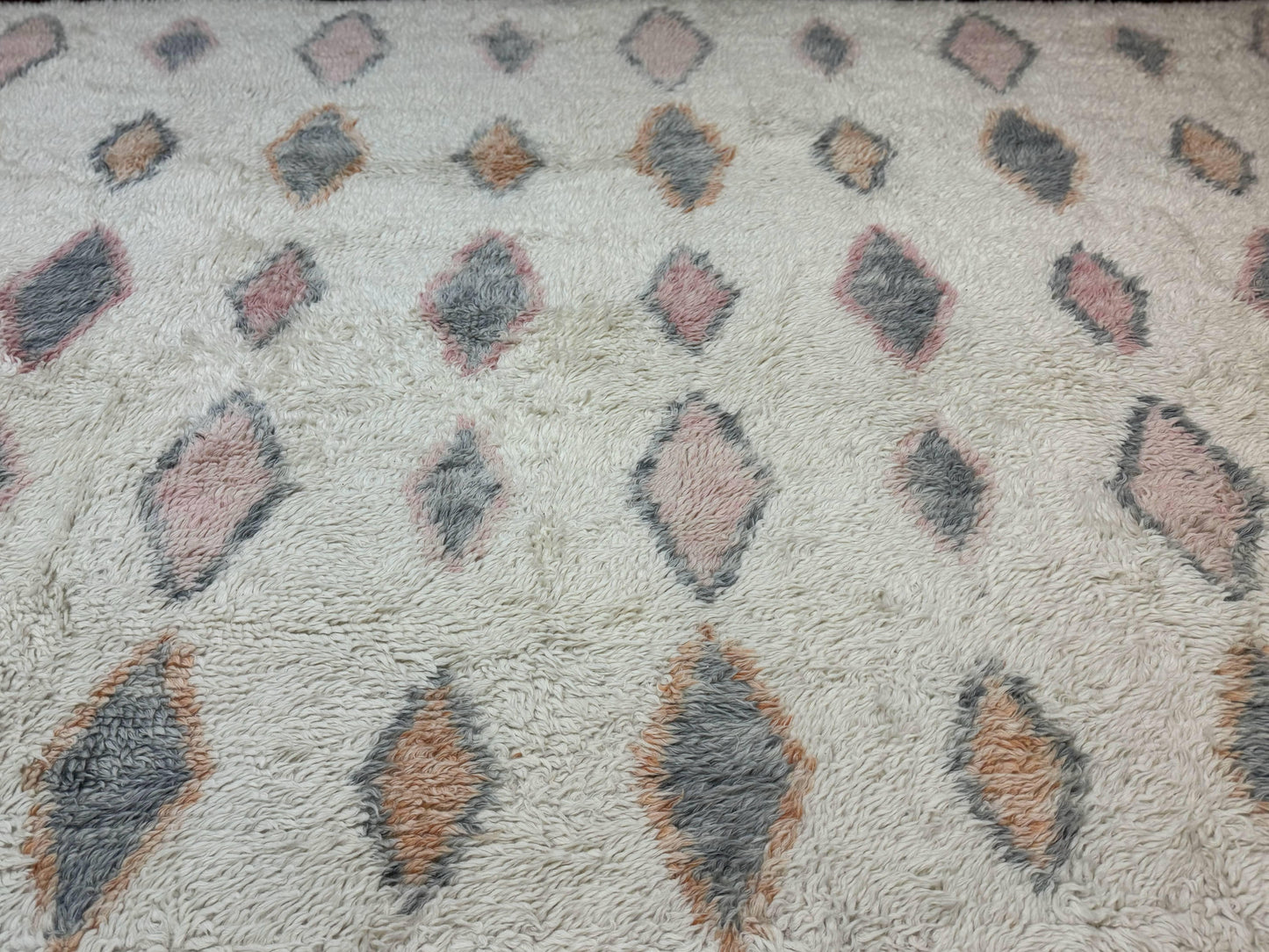 Large Modern Contemporary Indian Shag Rug 11x14, Ivory, Handmade Wool Carpet