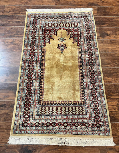 Bokhara Prayer Rug 3x5 Hand Knotted Vintage Wool Carpet Pakistani Turkoman