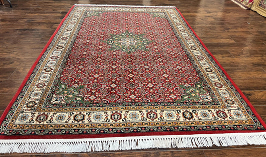 Persian Tabriz Rug 7x10 Wool Hand Knotted Vintage Carpet With Herati Pattern
