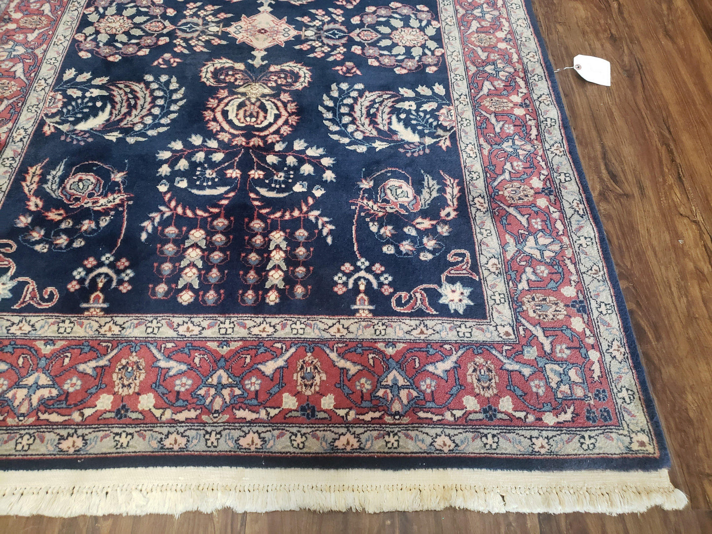 Indo Persian Rug 4x6 Hand Knotted Wool Oriental Carpet Dark Blue Floral Entryway
