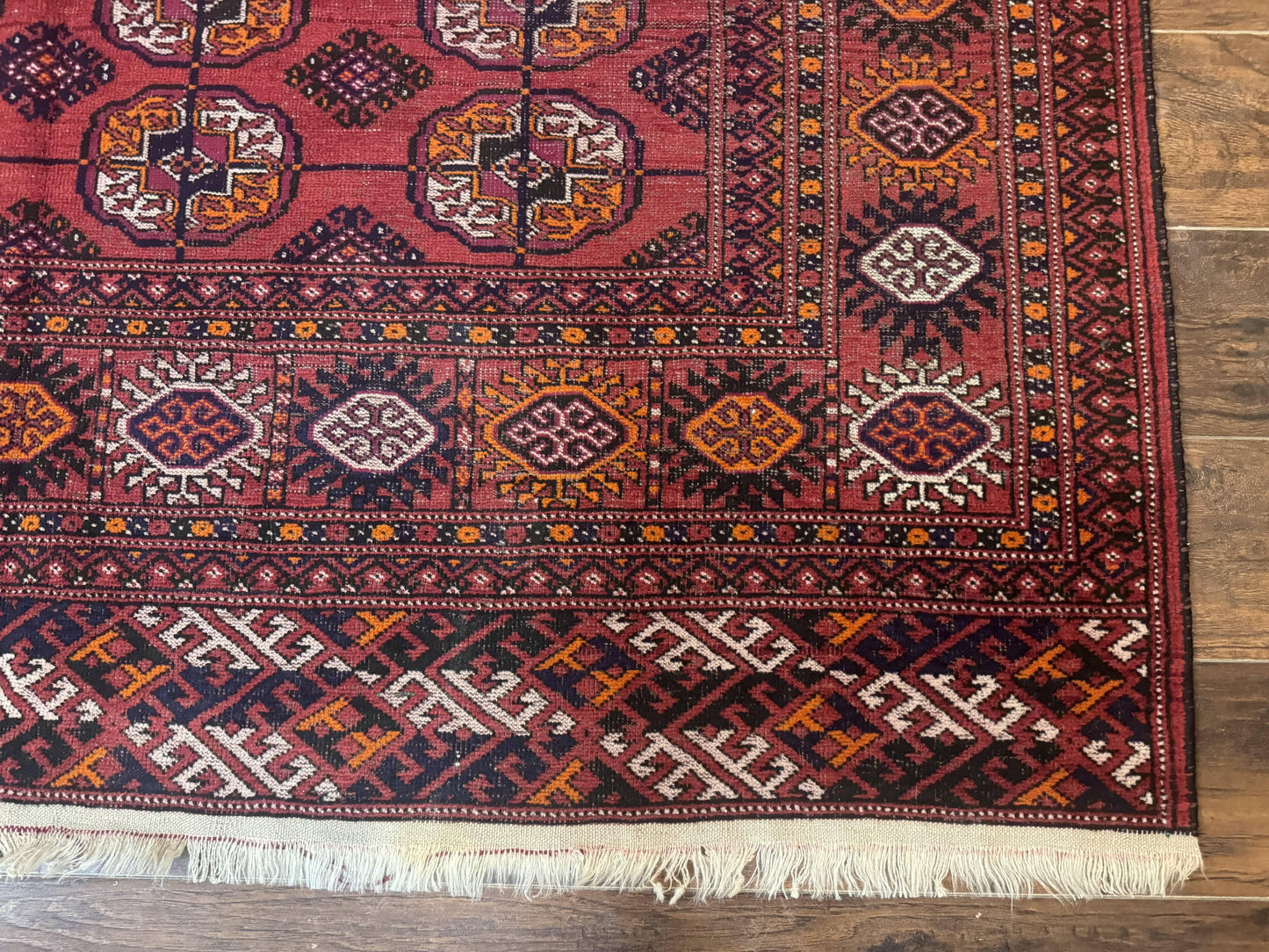 Antique Persian Turkoman Bokhara Rug 7x11, Tribal Rug, Red