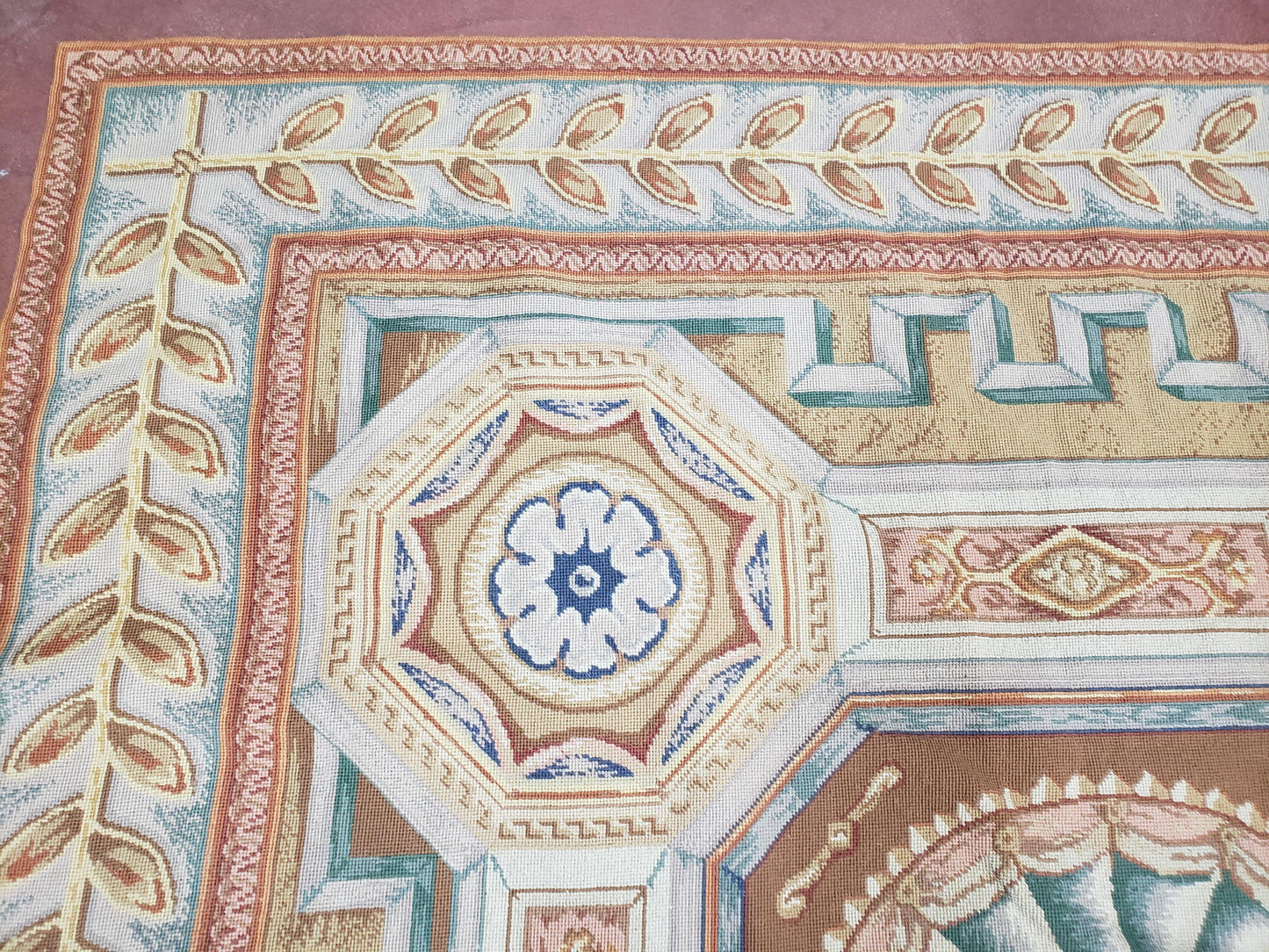 New Chinese Needlepoint Rug 8x14 - 9x14, French European Panel Design, Elegant Dining Room Rug, Flatweave Hand Woven Carpet, Handmade, Wool