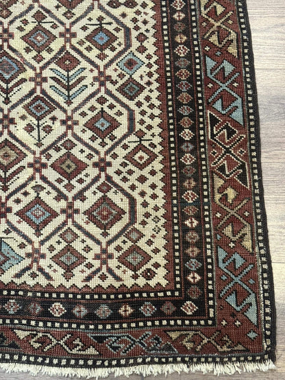 Antique Caucasian Shirvan Rug 3x5 Dagestan Prayer Rug Collectible Early 20th Century