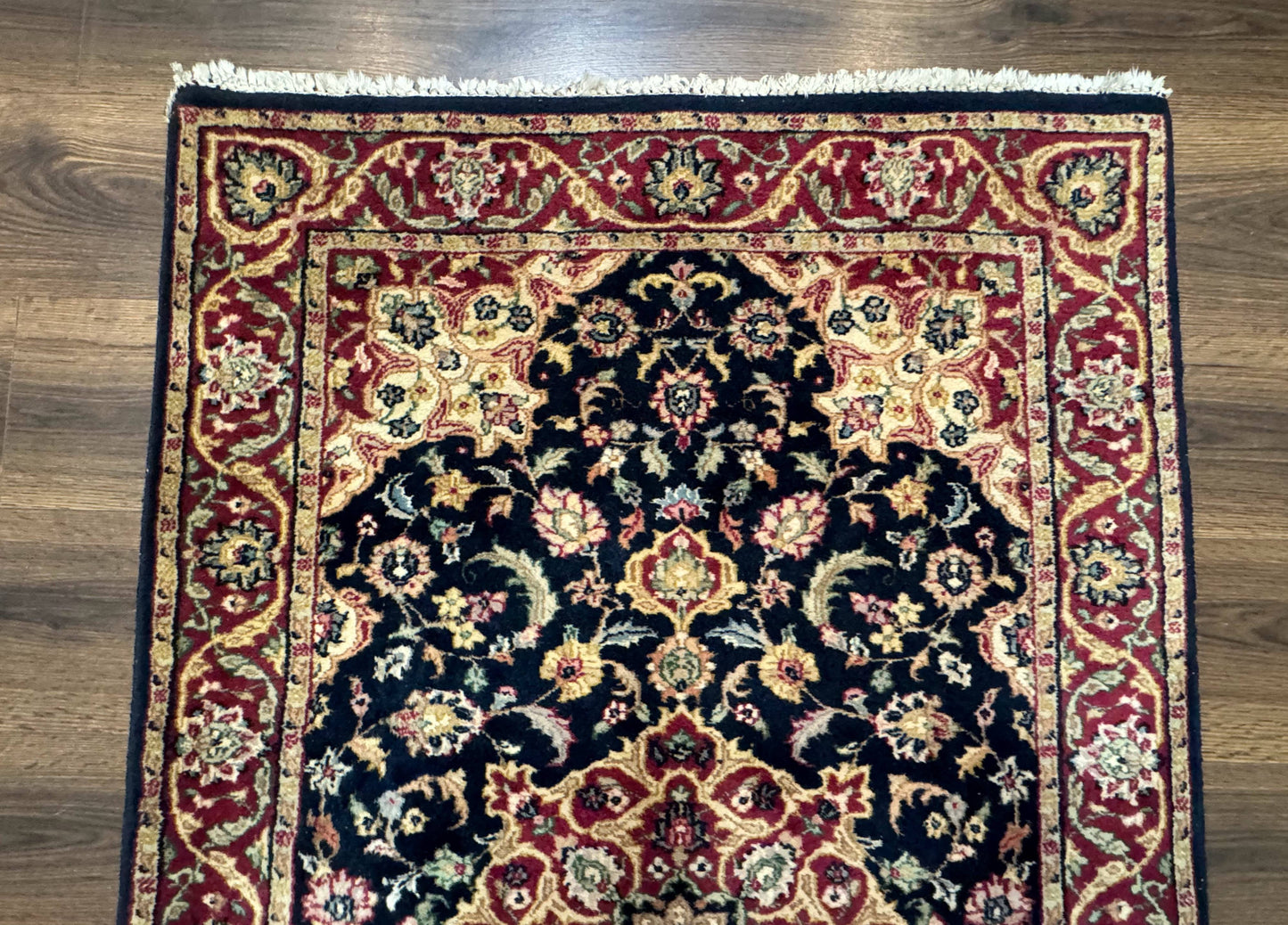Pak Persian Sarouk Rug 3x5, Navy Blue and Red