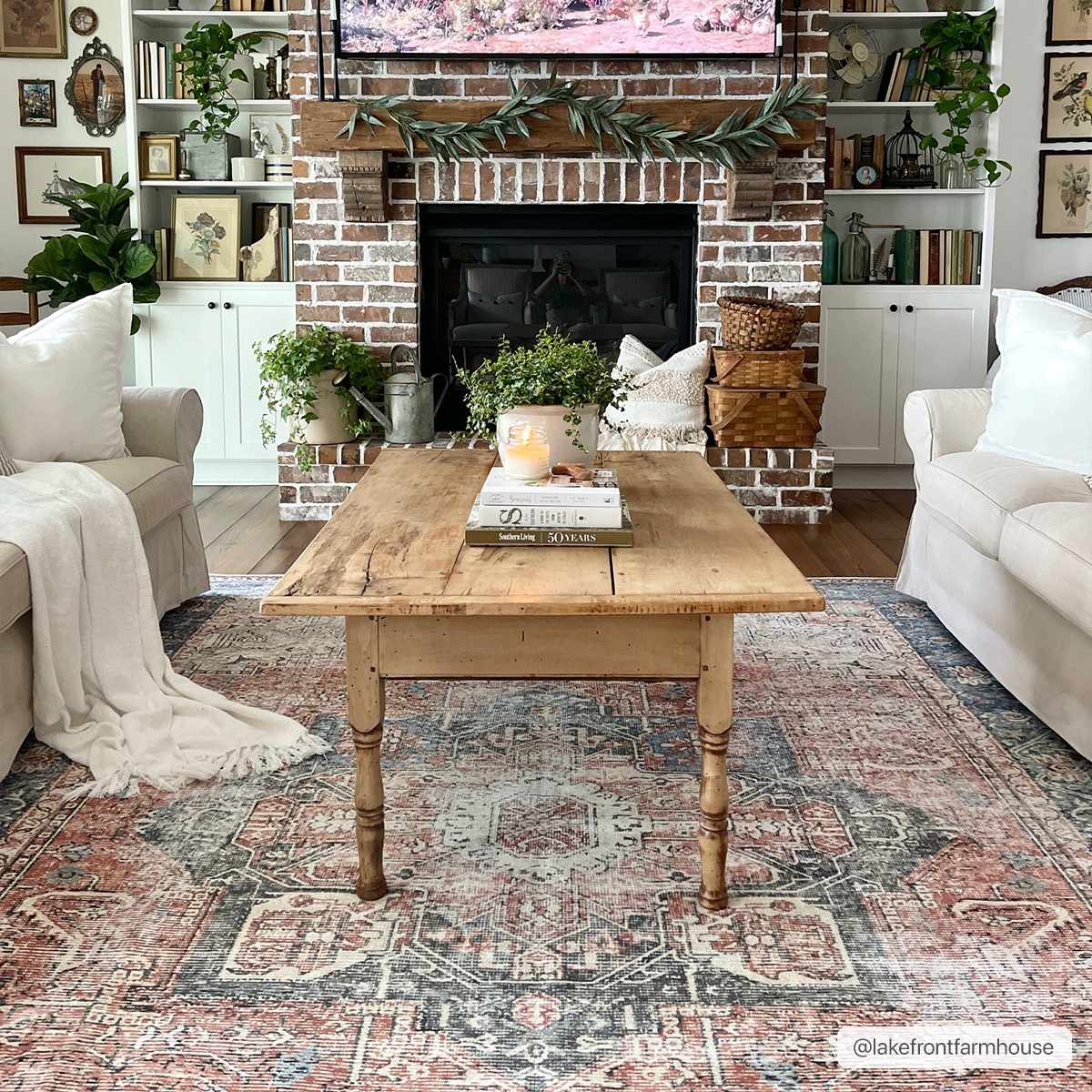 Distressed Washable Area Rug - Stylish Durable Easy to Clean