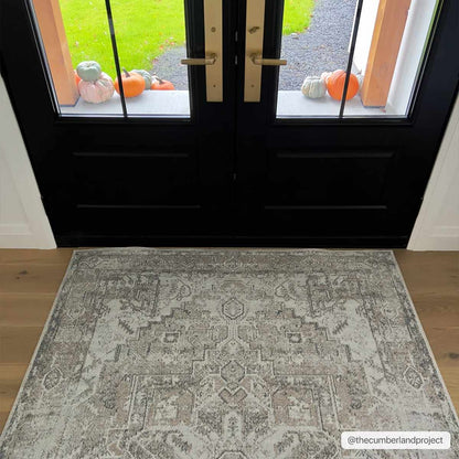 Hera Olive Washable Flat Pile Rug - Stylish  Easy to Clean