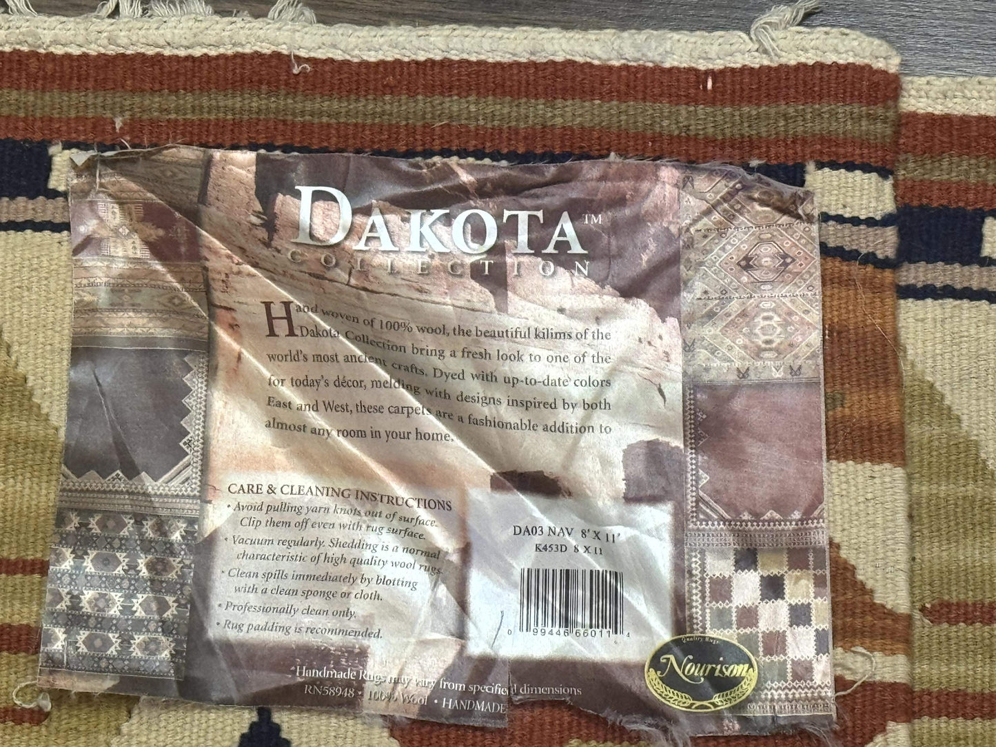 Turkish Kilim Rug 8x11 Handmade Wool Vintage Nourison Area Rug for Living Room